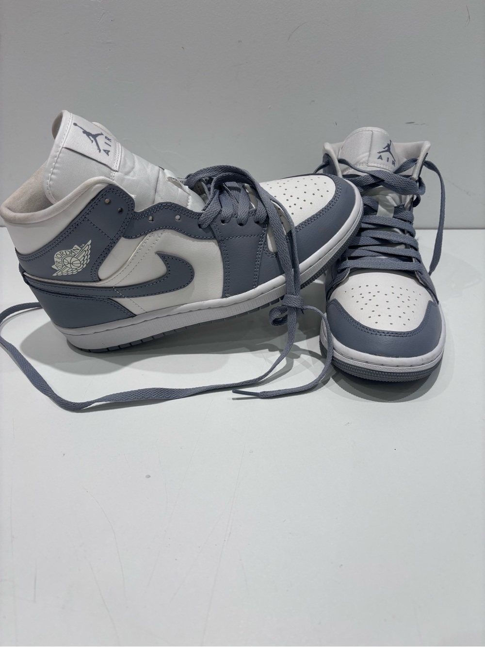 Jordan Mid-Top Sneakers in White and Slate Blue